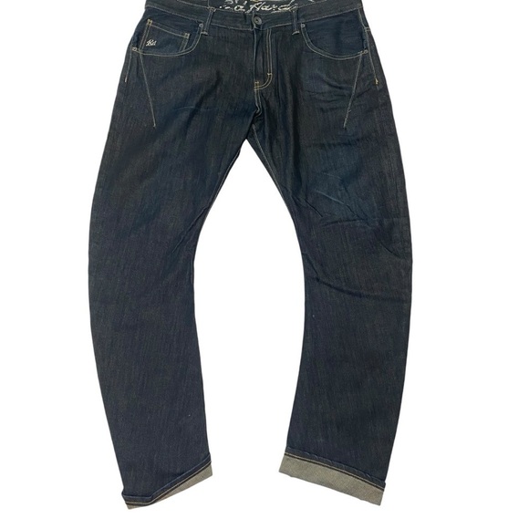 Ed Hardy Men’s Straight Leg Jeans Size 34 x 32 Dark Wash - Picture 1 of 16